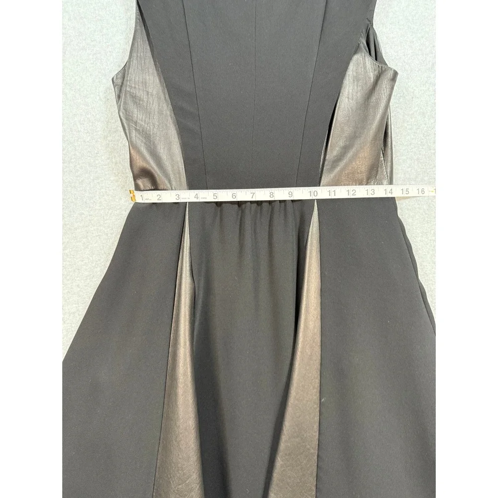 Rag & Bone Black Fit Flare Dress Lamb Leather Panels 8 USA Made Minimalist Chic - Picture 10 of 17